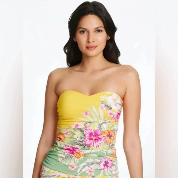 Bleu Rod Beattie  Paradiso Bandeau Tankini Top and Sarong Hipster Bottom - Picture 5 of 13